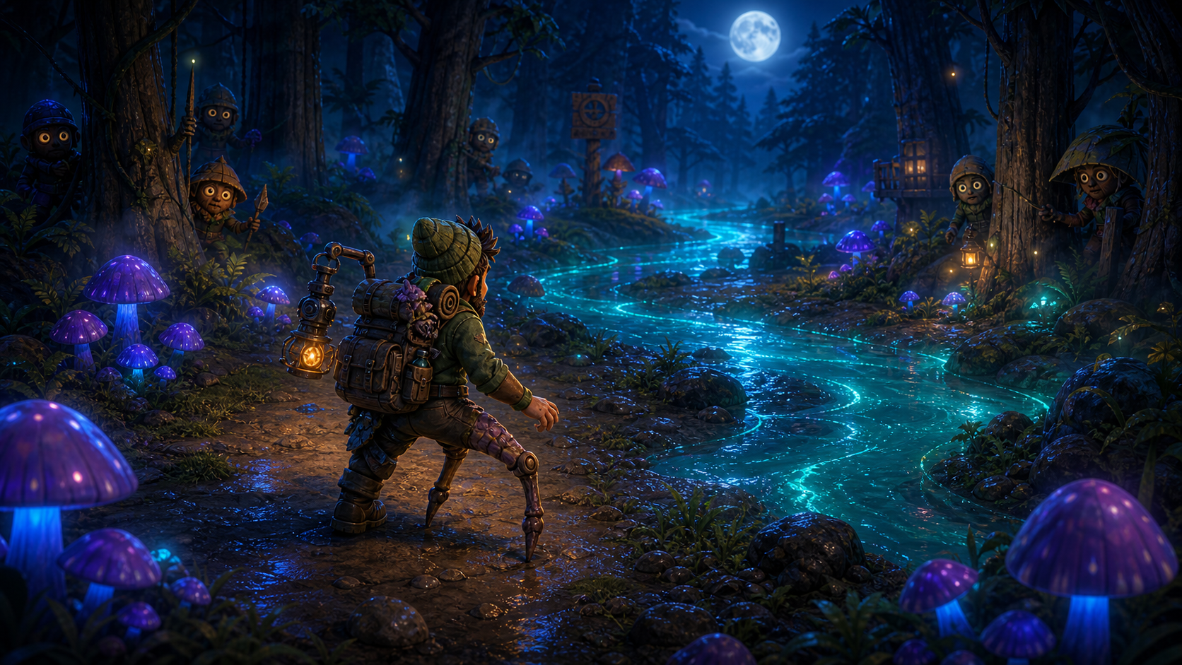 Craftosis mutated hero by a glowing river